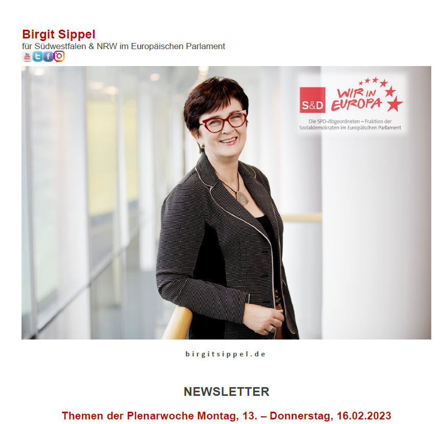 Themen der Plenarwoche Montag, 13. – Donnerstag, 16.02.2023