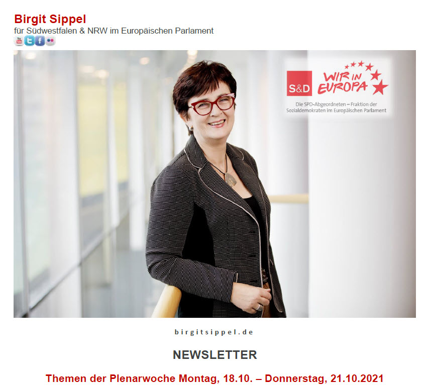 Themen der Plenarwoche Montag, 18.10. – Donnerstag, 21.10.2021