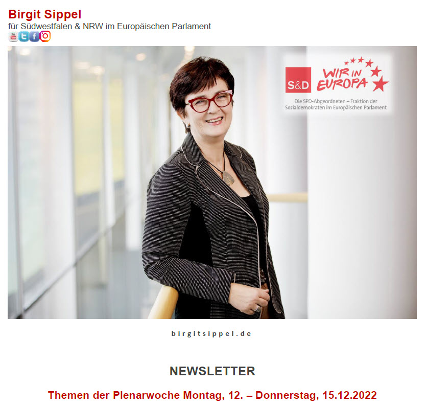 Themen der Plenarwoche Montag, 12. – Donnerstag, 15.12.2022